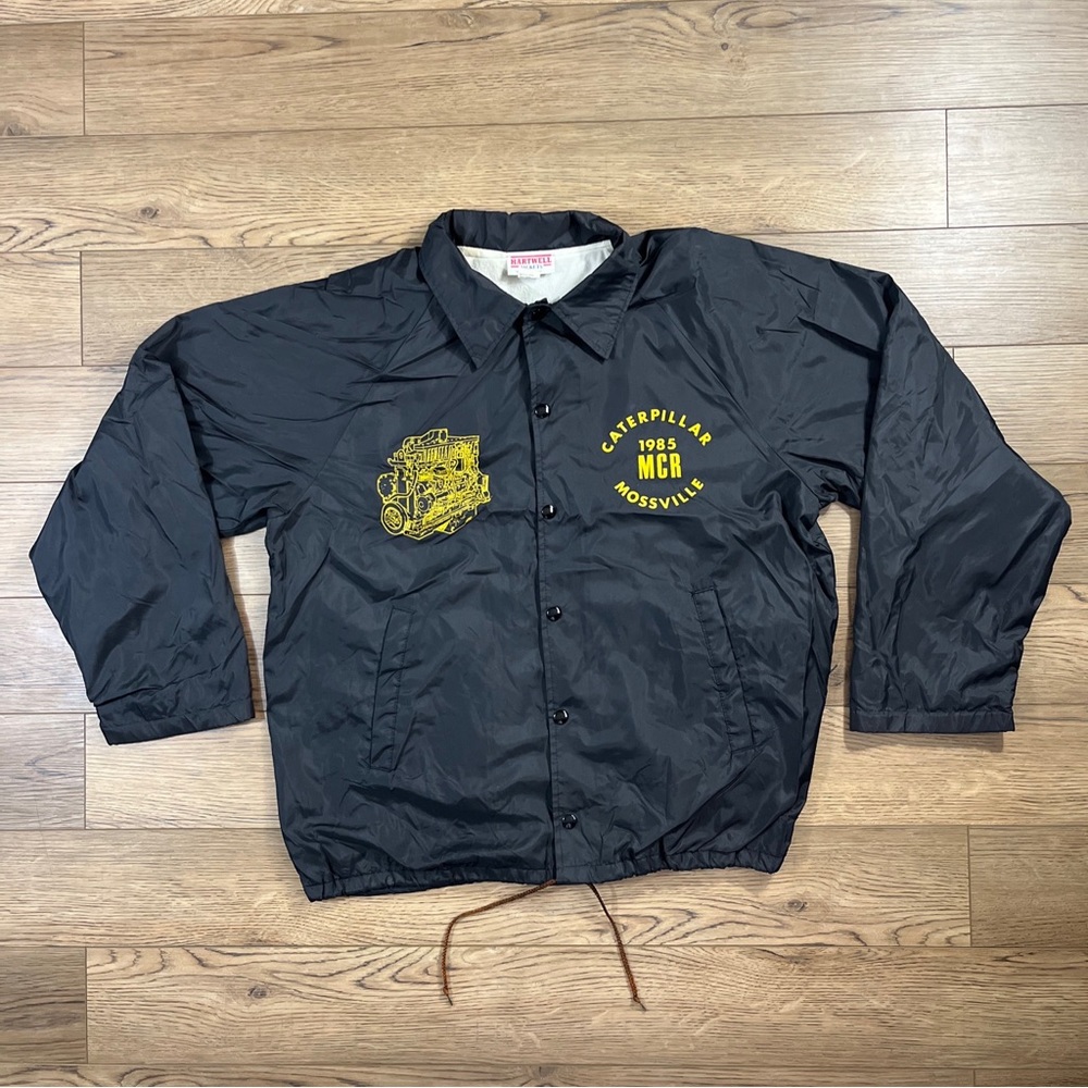 Vintage Caterpillar Mossville 1985 MCR Mechanic Jacket Large Black Lined Union
